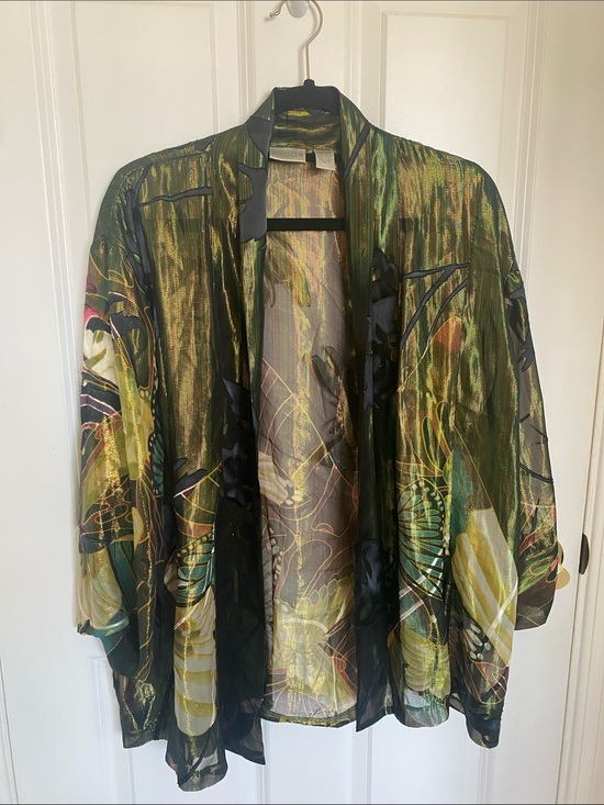 Chico's Accessories - Chico’s Sheer Silk Butterfly Kimono Coverup Size L